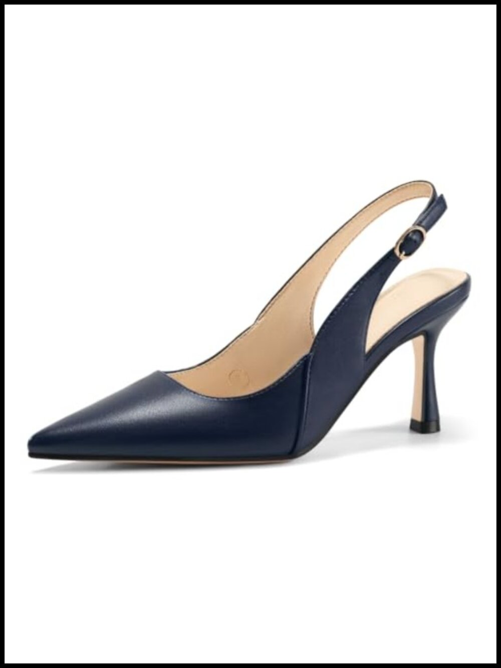 Women's Slingback Kitten Heels Closed Toe Pointed Pumps Dress Shoes Faux Leather